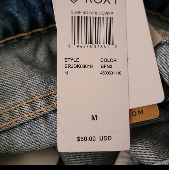 Roxy Blue Denim Mini Skirt Size M - Picture 6 of 7